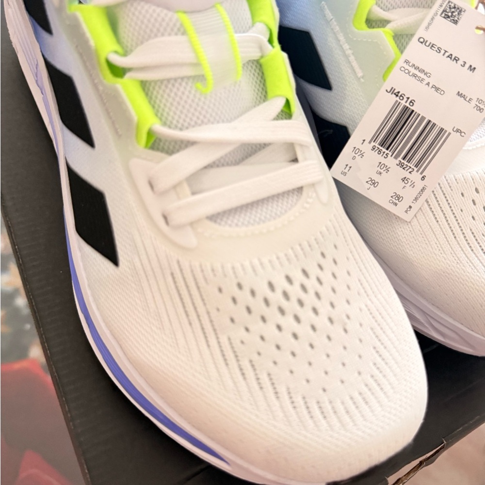Adidas Questar 3 running sneakers White and Lime Green Sneakers size 12 or 28cm - Picture 8 of 12
